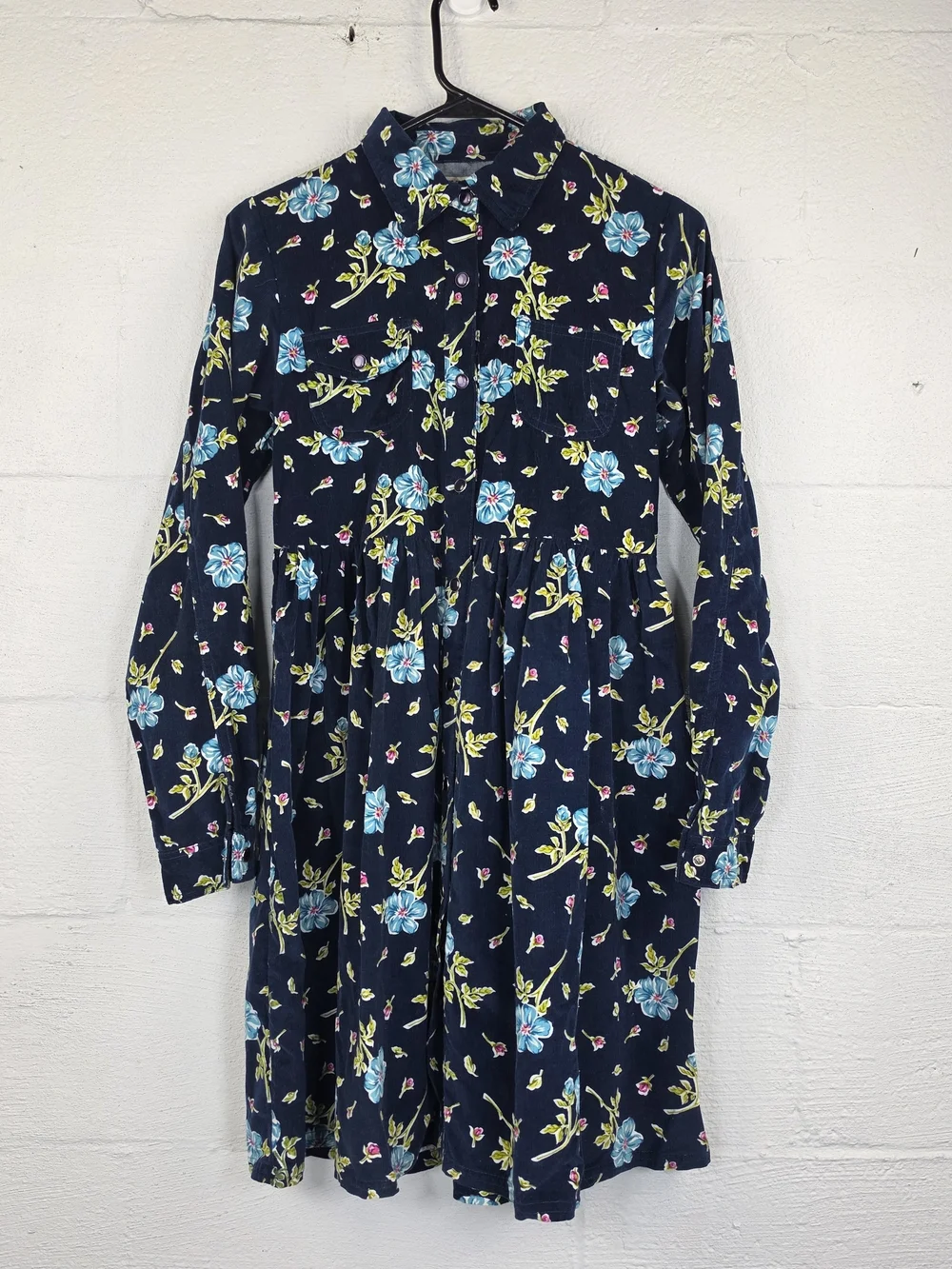 The Children's Place Vintage Navy Floral Corduroy Long-Sleeve Dress
